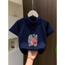 批发儿童短袖上衣夏季装新款卡通印花polo衫洋气休闲宽松百搭上衣