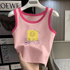批发1*1纯棉高弹力<b class='q'>女</b><b class='q'>童</b>撞色<b class='q'>背心</b>夏季新款多巴胺百搭时尚无袖上衣