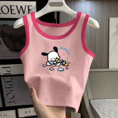 批发1*1纯棉高弹力<b class='q'>女</b><b class='q'>童</b>撞色<b class='q'>背心</b>夏季新款多巴胺百搭时尚无袖上衣