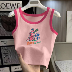 1*1纯棉高弹力女童撞色背心夏季新款多巴胺百搭时尚无袖上衣