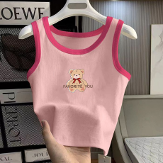 1*1纯棉高弹力女童撞色背心夏季新款多巴胺百搭时尚无袖上衣