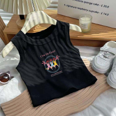 1*1纯棉高弹力儿童背心夏季新款趣味洋气休闲百搭无袖上衣