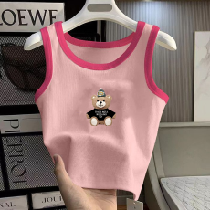 批发1*1纯棉高弹力<b class='q'>女</b><b class='q'>童</b>撞色背心夏季新款多巴胺百搭时尚无袖上衣