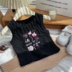 批发1*1纯棉高弹力儿童<b class='q'>背心</b>夏季新款趣味洋气休闲百搭无袖上衣