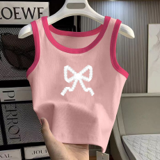 批发1*1纯棉高弹力<b class='q'>女</b><b class='q'>童</b>撞色<b class='q'>背心</b>夏季新款多巴胺百搭时尚无袖上衣