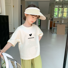 批发纯棉<b class='q'>女童</b>洋气<b class='q'>短袖</b>T恤夏装新款百搭圆领印花休闲上衣ins