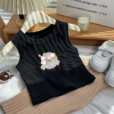 批发1*1纯棉高弹力<b class='q'>儿童</b><b class='q'>背心</b>夏季新款趣味洋气休闲百搭无袖上衣