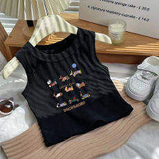批发1*1纯棉高弹力<b class='q'>儿童</b><b class='q'>背心</b>夏季新款趣味洋气休闲百搭无袖上衣