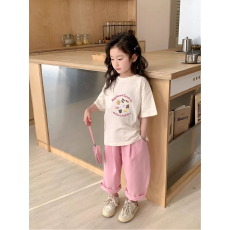 批发纯棉<b class='q'>女</b><b class='q'>童</b>洋气短袖<b class='q'>T</b><b class='q'>恤</b>夏装新款百搭圆领印花休闲百搭上衣