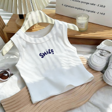 批发1*1纯棉高弹力儿童背心夏季新款趣味洋气休闲百搭无袖上衣