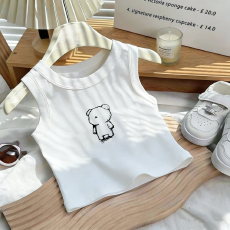 批发1*1纯棉高弹力儿童背心夏季新款趣味洋气休闲百搭无袖上衣