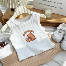 批发1*1纯棉高弹力儿童背心夏季新款趣味洋气休闲百搭无袖上衣