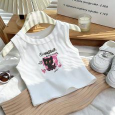 批发1*1纯棉高弹力儿童背心<b class='q'>夏</b>季新款趣味洋气休闲百搭无袖上衣