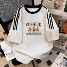 批发纯棉夏季新款中<b class='q'>大</b><b class='q'>童</b><b class='q'>女</b><b class='q'>童</b><b class='q'>短袖</b><b class='q'>T</b><b class='q'>恤</b>印花休闲圆领三条杠上衣