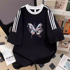 批发纯棉夏季新款中<b class='q'>大</b><b class='q'>童</b><b class='q'>女</b><b class='q'>童</b><b class='q'>短袖</b><b class='q'>T</b><b class='q'>恤</b>印花休闲圆领三条杠上衣