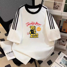 批发纯棉夏季新款中<b class='q'>大</b><b class='q'>童</b><b class='q'>女</b><b class='q'>童</b><b class='q'>短袖</b><b class='q'>T</b><b class='q'>恤</b>印花休闲圆领三条杠上衣