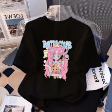 批发纯棉<b class='q'>女</b><b class='q'>童</b>洋气短袖T恤夏装<b class='q'>新款</b>百搭圆领印花休闲百搭上衣