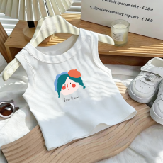 1*1纯棉高弹力儿童背心夏季新款趣味洋气休闲百搭无袖上衣