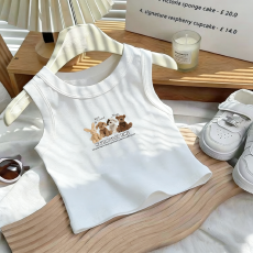 1*1纯棉高弹力儿童背心夏季新款趣味洋气休闲百搭无袖上衣