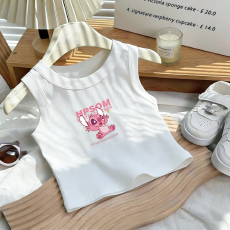 1*1纯棉高弹力儿童背心夏季新款趣味洋气休闲百搭无袖上衣