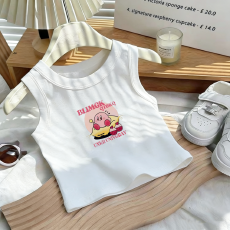 1*1纯棉高弹力儿童背心夏季新款趣味洋气休闲百搭无袖上衣