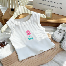 1*1纯棉高弹力儿童背心夏季新款趣味洋气休闲百搭无袖上衣