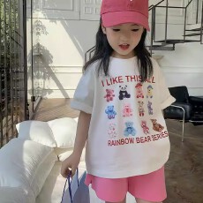 批发纯棉<b class='q'>女童</b>洋气<b class='q'>短袖</b><b class='q'>T</b><b class='q'>恤</b>夏装新款百搭圆领印花休闲百搭上衣