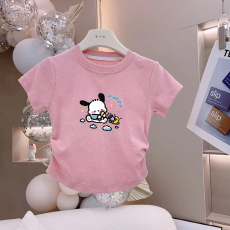 批发1*1纯棉高弹力<b class='q'>女童</b>短<b class='q'>袖</b><b class='q'>t</b><b class='q'>恤</b>夏季新款抽褶短款收腰百搭洋气<b class='q'>T</b><b class='q'>恤</b>