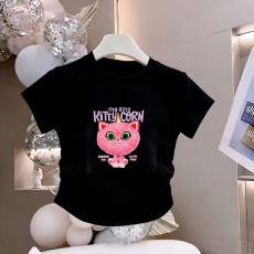 批发1*1纯棉高弹力<b class='q'>女童</b>短<b class='q'>袖</b><b class='q'>t</b><b class='q'>恤</b>夏季新款抽褶短款收腰百搭洋气<b class='q'>T</b><b class='q'>恤</b>