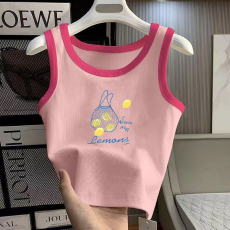 1*1纯棉高弹力女童撞色背心夏季新款多巴胺百搭时尚无袖上衣