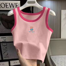 1*1纯棉高弹力女童撞色背心夏季新款多巴胺百搭时尚无袖上衣