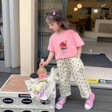 纯棉女童洋气短袖T恤夏装新款百搭圆领印花休闲百搭上衣