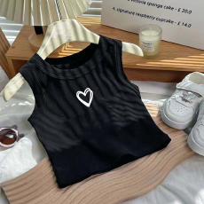 批发1*1纯棉高弹力儿童背心夏季新款趣味洋气休闲百搭无袖上衣