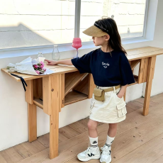 纯棉女童洋气短袖T恤夏装新款百搭圆领印花休闲百搭上衣