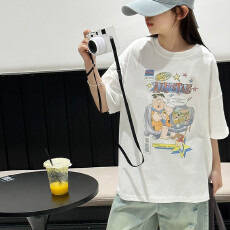 批发纯棉<b class='q'>女</b><b class='q'>童</b>洋气短袖T恤夏装新款百搭圆领印花休闲百搭上衣