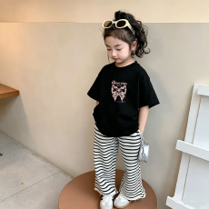批发纯棉<b class='q'>女</b><b class='q'>童</b>洋气短袖T恤夏装新款百搭圆领印花休闲百搭上衣