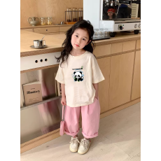 批发纯棉<b class='q'>女</b><b class='q'>童</b>洋<b class='q'>气短</b>袖T恤夏装新款百搭圆领印花休闲百搭上衣