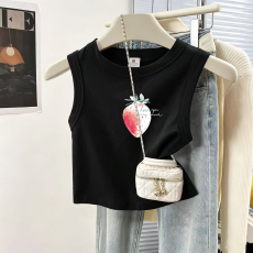 批发1*1纯棉高弹力儿童背心<b class='q'>夏</b>季新款趣味洋气休闲百搭无袖上衣