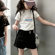 批发1*1纯棉高弹力<b class='q'>女</b><b class='q'>童</b>短袖t恤夏季新款抽褶短款收腰<b class='q'>百搭</b>洋气T恤