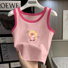 批发1*1纯棉高弹力女童撞色背心夏季新款多巴胺百搭时尚无袖上衣