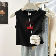 批发1*1纯棉高弹力儿童背心夏季新款趣味洋气休闲百搭无袖上衣