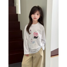 批发纯棉女童长袖T恤春秋新款韩版儿童洋气宝宝时髦百搭上衣