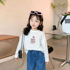 纯棉女童长袖T恤春秋新款韩版儿童洋气宝宝时髦百搭上衣