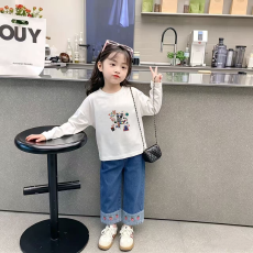 纯棉女童长袖T恤春秋新款韩版儿童洋气宝宝时髦百搭上衣