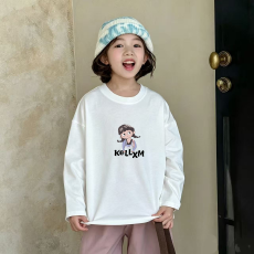 纯棉女童长袖T恤春秋新款韩版儿童洋气宝宝时髦百搭上衣