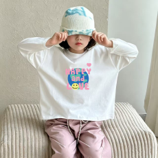 纯棉女童长袖T恤春秋新款韩版儿童洋气宝宝时髦百搭上衣