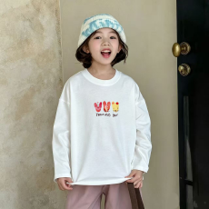 纯棉女童长袖T恤春秋新款韩版儿童洋气宝宝时髦百搭上衣