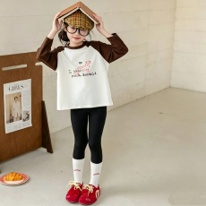 批发纯棉女童插肩<b class='q'>长袖</b><b class='q'>T</b><b class='q'>恤</b>秋装新款<b class='q'>儿童</b>宽松洋气<b class='q'>T</b><b class='q'>恤</b>拼色百搭上衣
