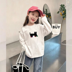 批发纯棉女童长袖T恤春<b class='q'>秋</b>新款韩版儿童洋气宝宝时髦百搭上衣