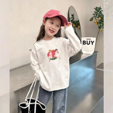 批发纯棉女童长袖T恤春<b class='q'>秋</b>新款韩版儿童洋气宝宝时髦百搭上衣